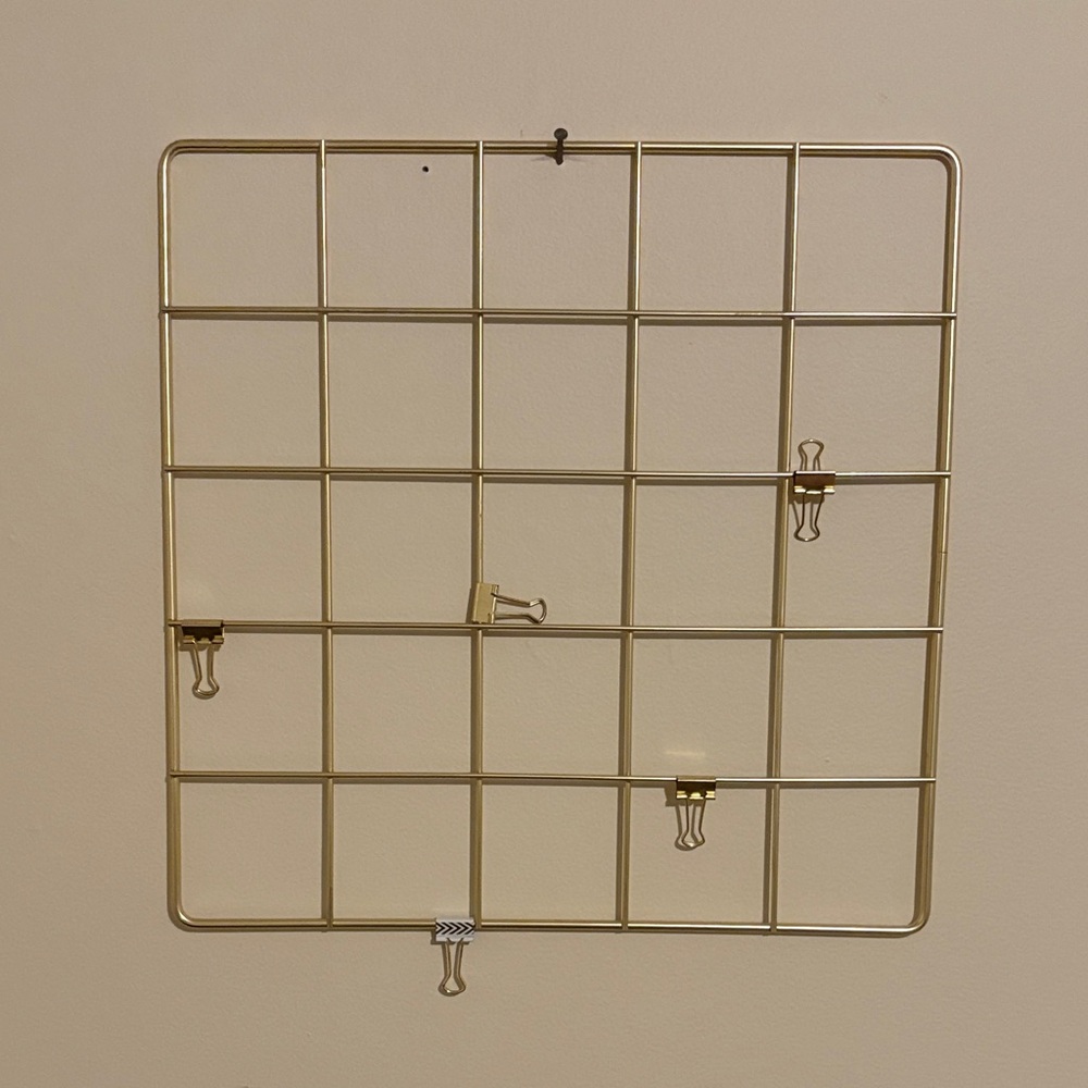 Gold Metal Grid Wall Organizer
